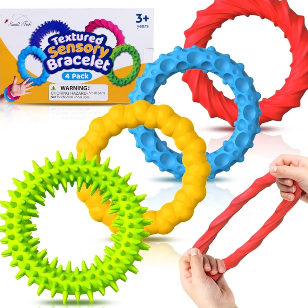 Textured Sensory Bracelets - Red, Blue, Green, Yellow